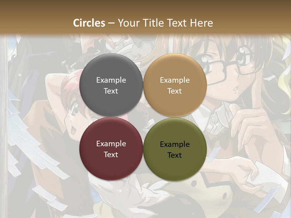 A Group Of Anime Characters With A Brown Background PowerPoint Template