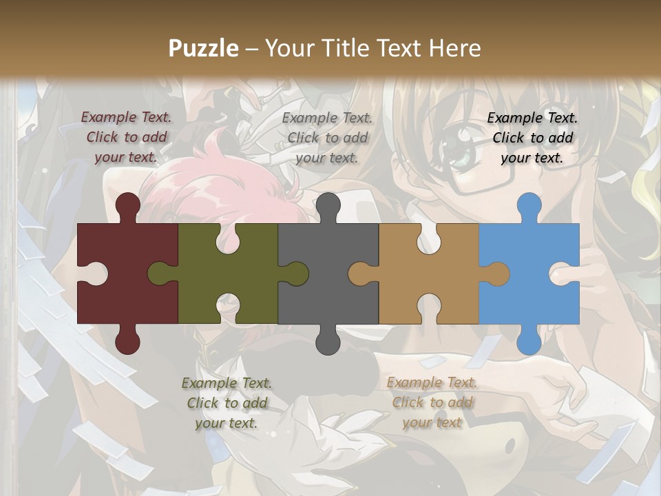 A Group Of Anime Characters With A Brown Background PowerPoint Template