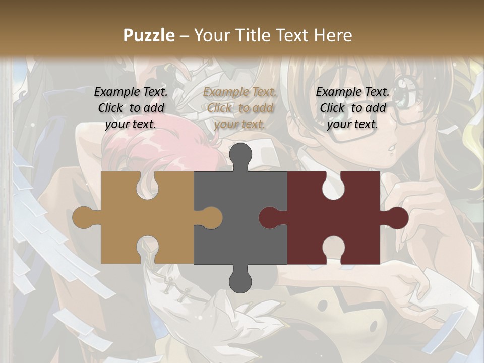 A Group Of Anime Characters With A Brown Background PowerPoint Template
