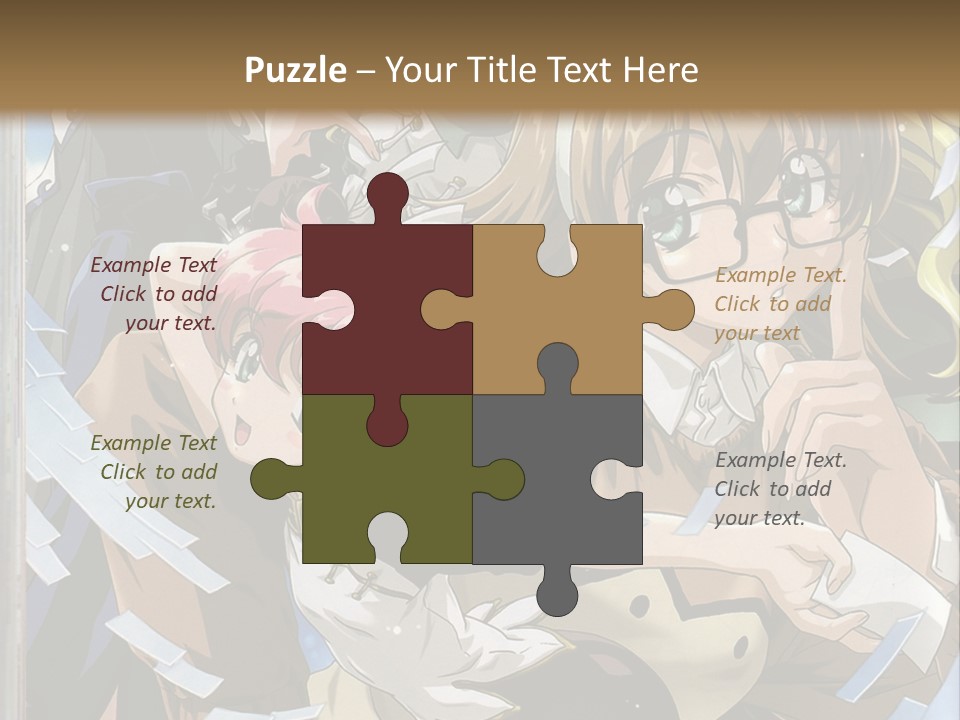 A Group Of Anime Characters With A Brown Background PowerPoint Template
