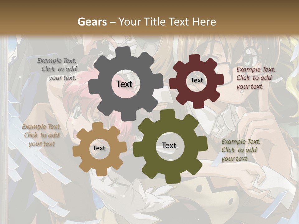 A Group Of Anime Characters With A Brown Background PowerPoint Template