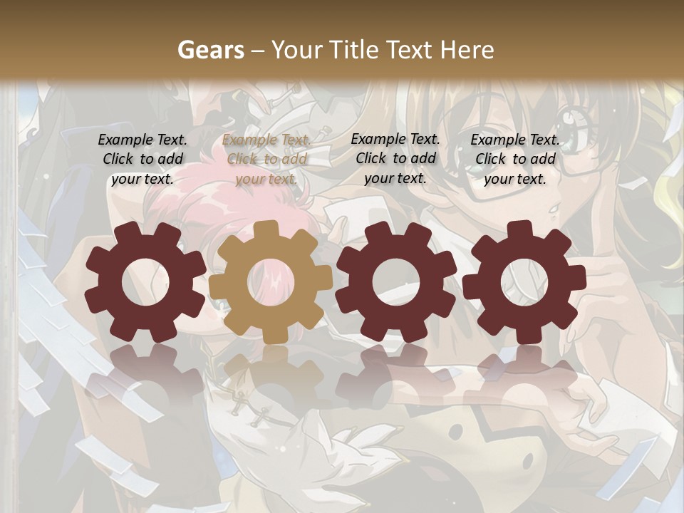 A Group Of Anime Characters With A Brown Background PowerPoint Template