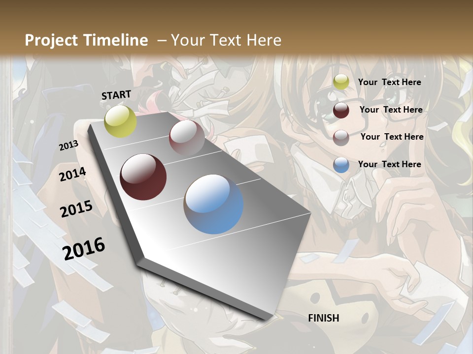 A Group Of Anime Characters With A Brown Background PowerPoint Template