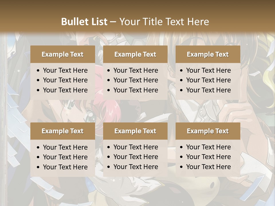 A Group Of Anime Characters With A Brown Background PowerPoint Template