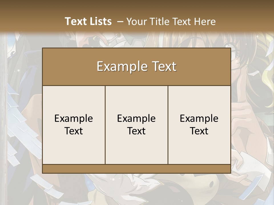 A Group Of Anime Characters With A Brown Background PowerPoint Template