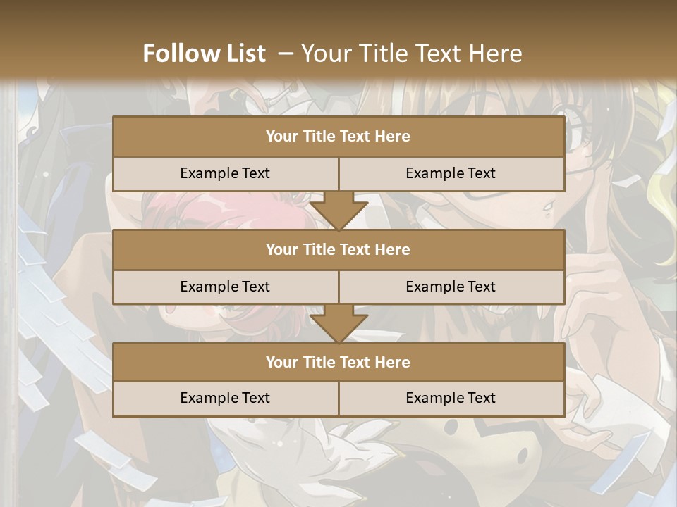 A Group Of Anime Characters With A Brown Background PowerPoint Template