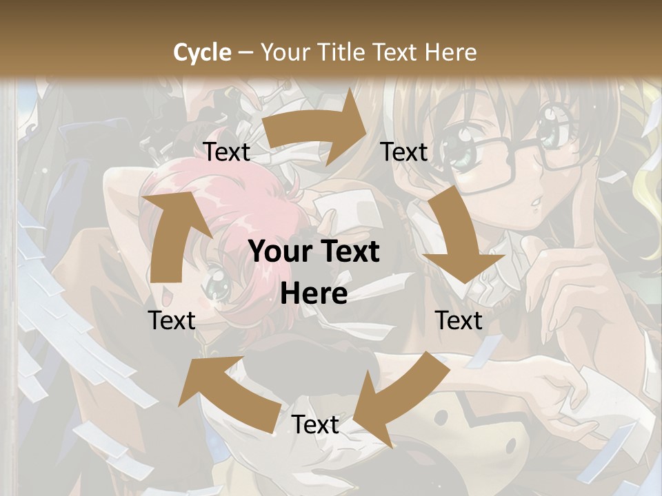 A Group Of Anime Characters With A Brown Background PowerPoint Template