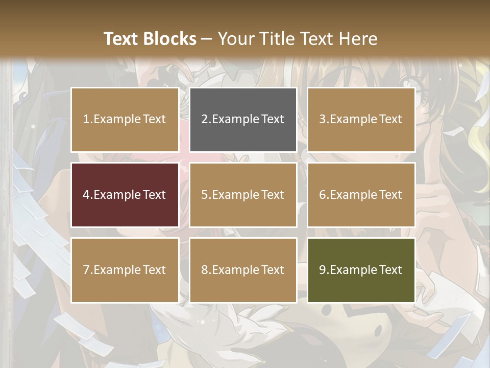 A Group Of Anime Characters With A Brown Background PowerPoint Template