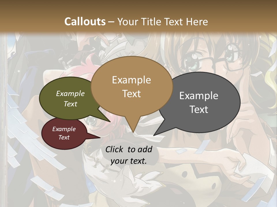 A Group Of Anime Characters With A Brown Background PowerPoint Template