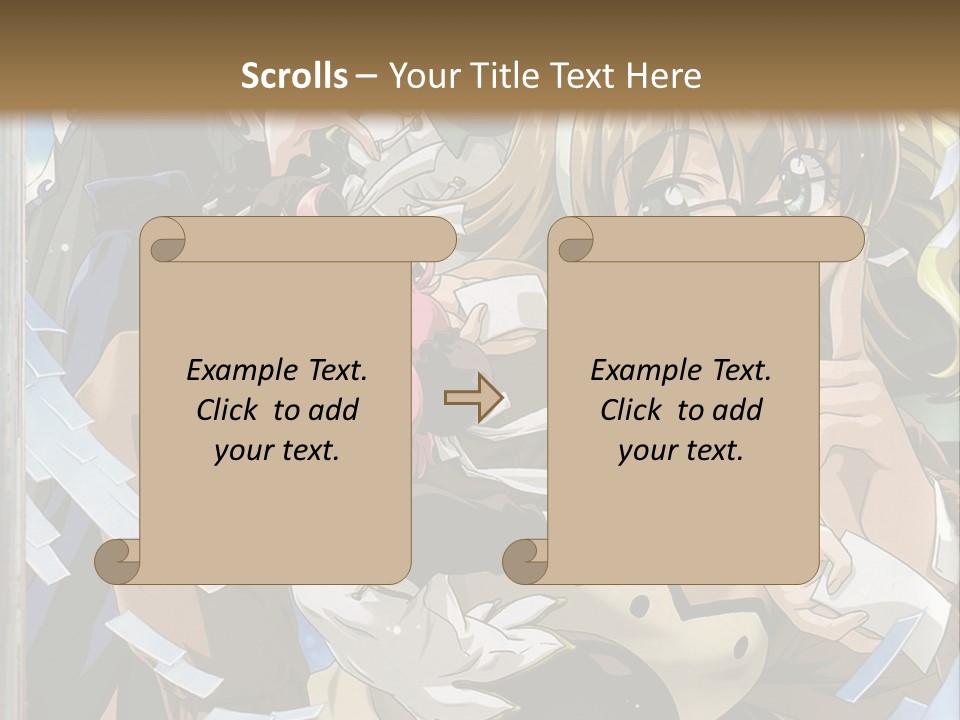 A Group Of Anime Characters With A Brown Background PowerPoint Template