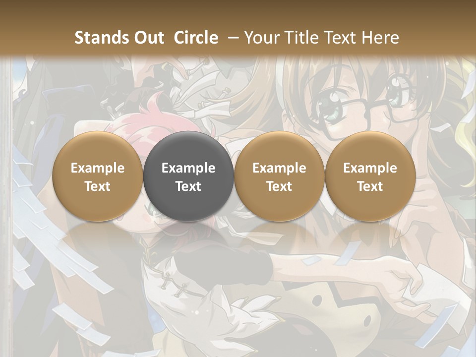 A Group Of Anime Characters With A Brown Background PowerPoint Template