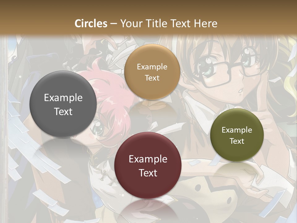 A Group Of Anime Characters With A Brown Background PowerPoint Template