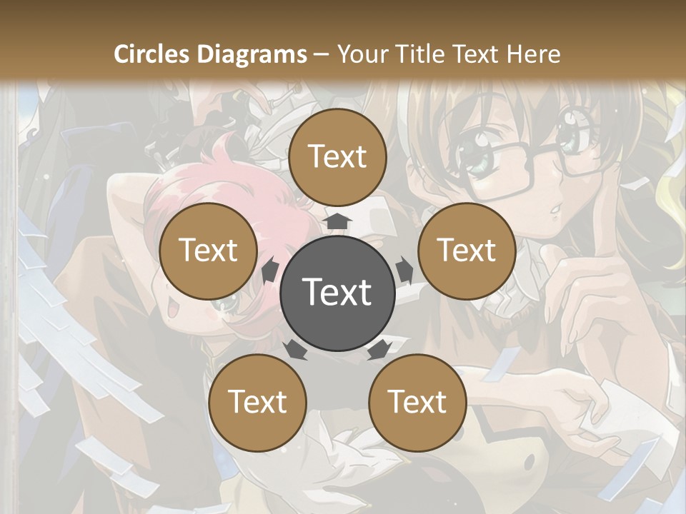 A Group Of Anime Characters With A Brown Background PowerPoint Template