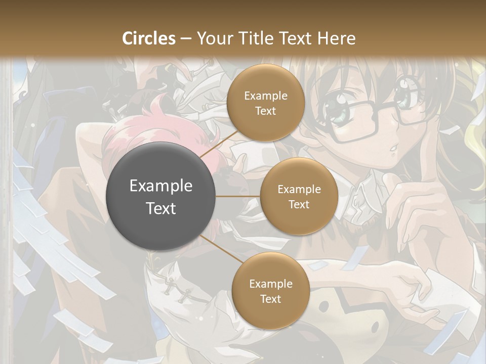 A Group Of Anime Characters With A Brown Background PowerPoint Template