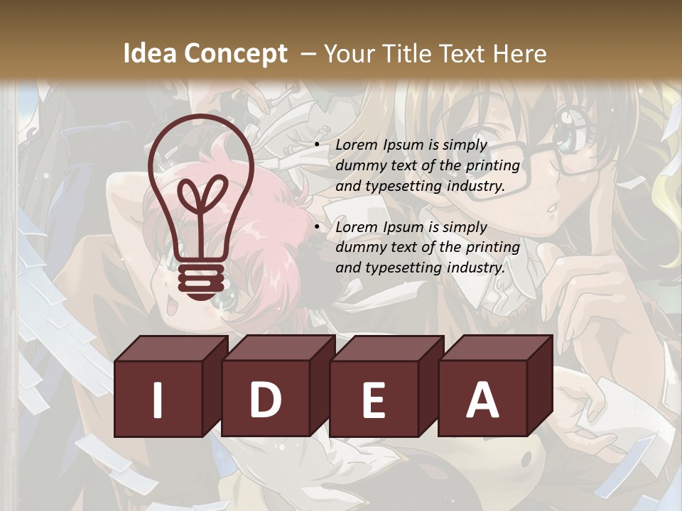 A Group Of Anime Characters With A Brown Background PowerPoint Template