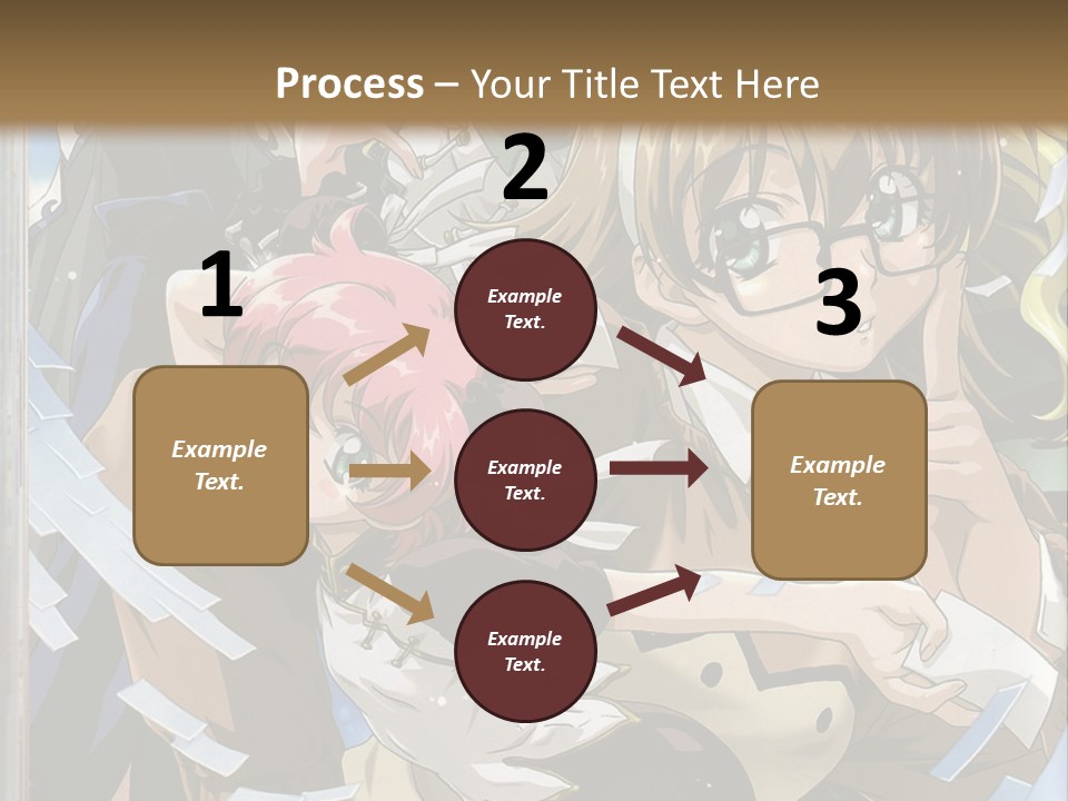 A Group Of Anime Characters With A Brown Background PowerPoint Template
