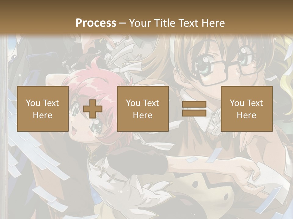 A Group Of Anime Characters With A Brown Background PowerPoint Template