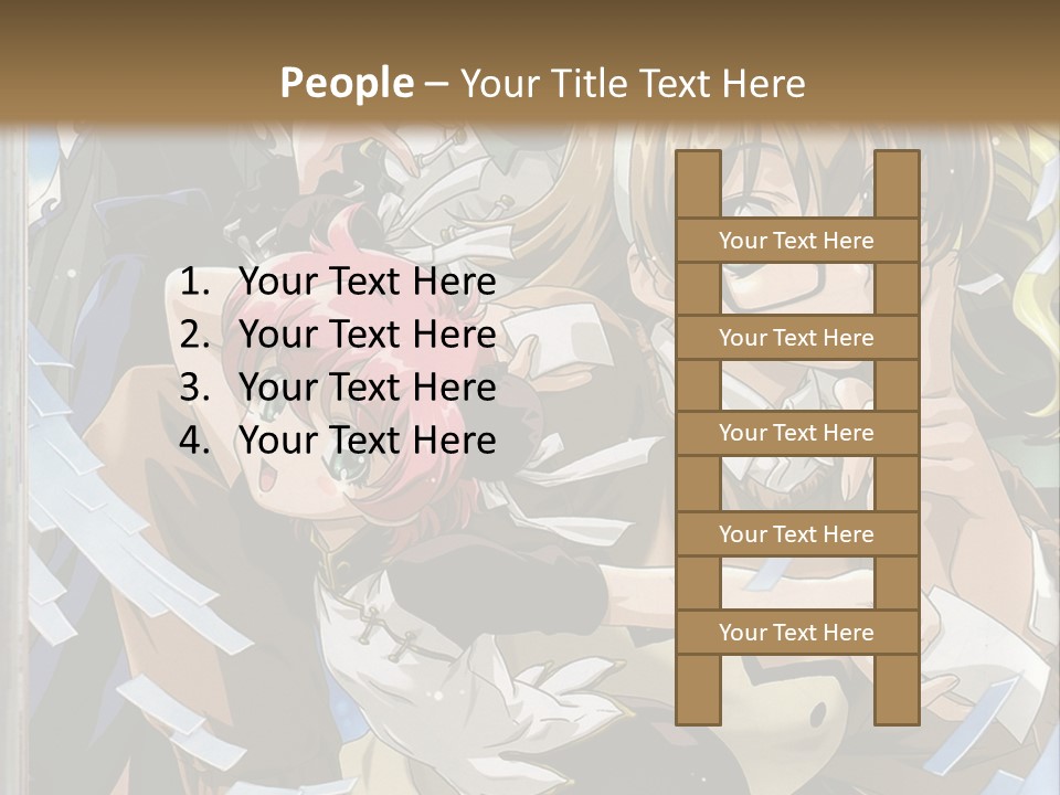 A Group Of Anime Characters With A Brown Background PowerPoint Template
