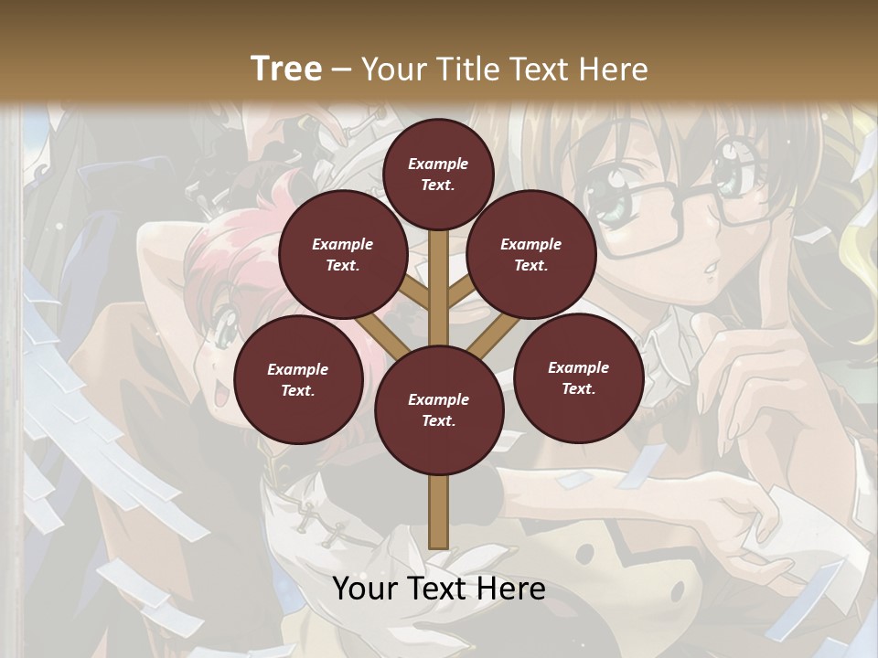 A Group Of Anime Characters With A Brown Background PowerPoint Template