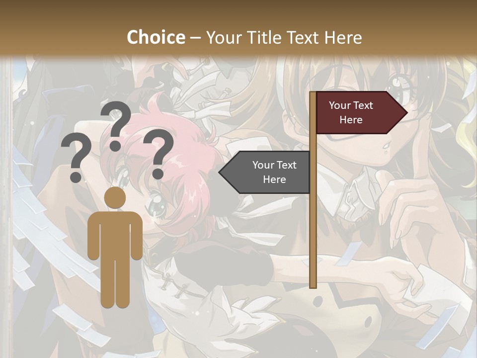 A Group Of Anime Characters With A Brown Background PowerPoint Template