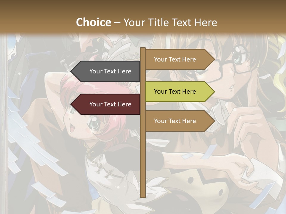 A Group Of Anime Characters With A Brown Background PowerPoint Template
