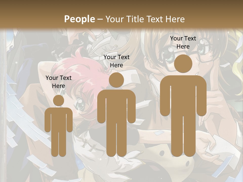 A Group Of Anime Characters With A Brown Background PowerPoint Template