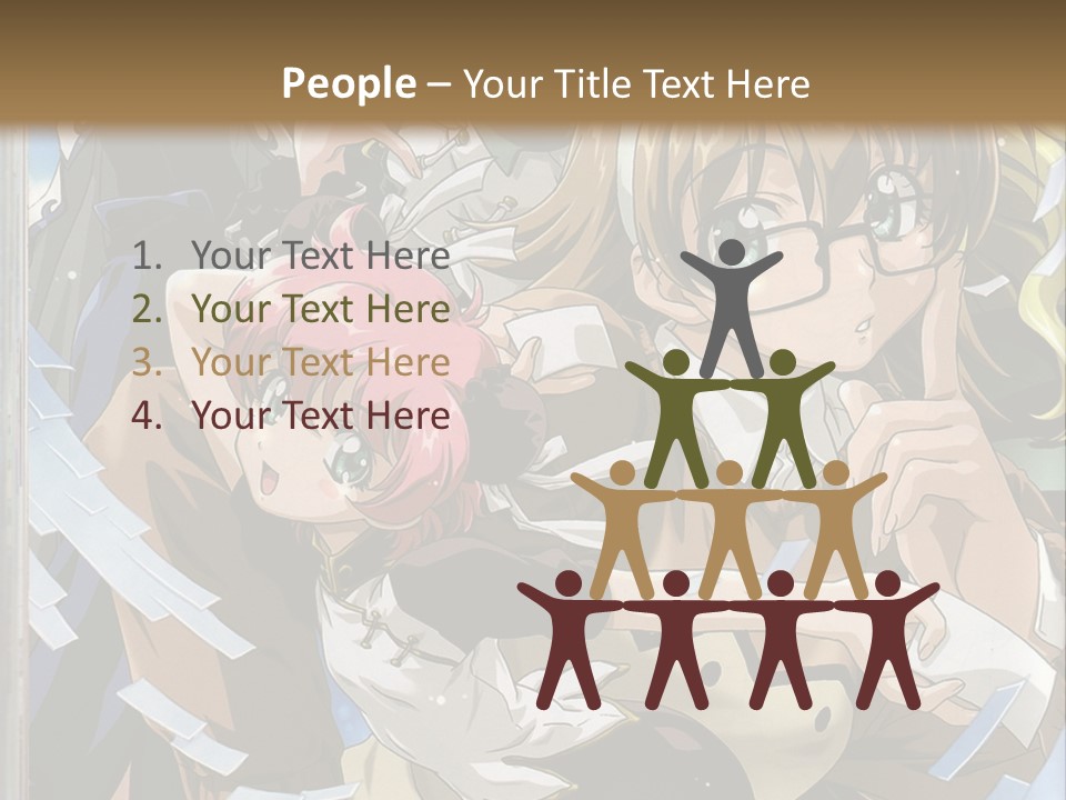 A Group Of Anime Characters With A Brown Background PowerPoint Template