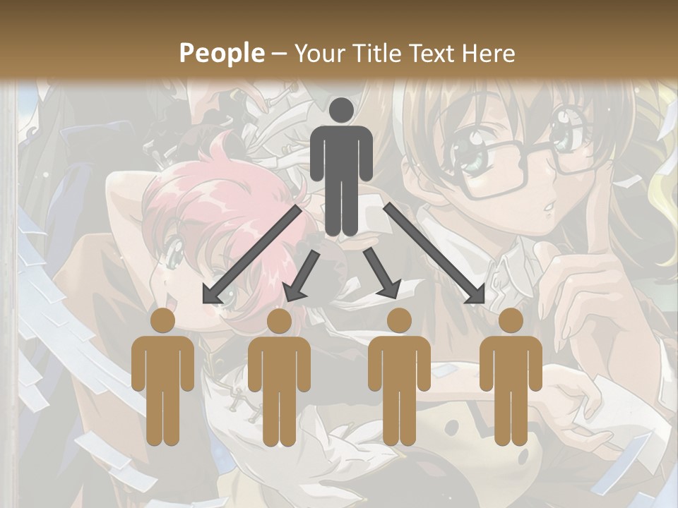 A Group Of Anime Characters With A Brown Background PowerPoint Template