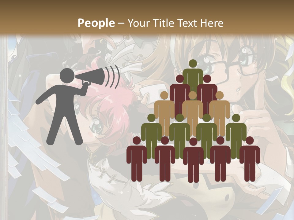 A Group Of Anime Characters With A Brown Background PowerPoint Template
