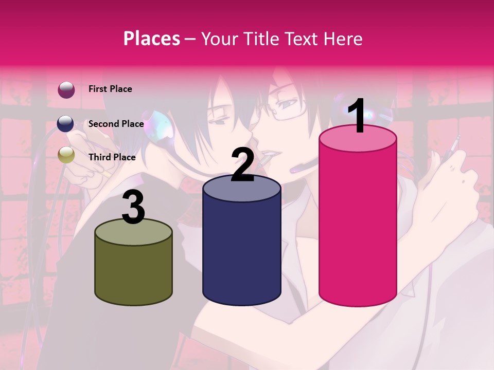 A Couple Kissing With Headphones In Front Of A Window PowerPoint Template