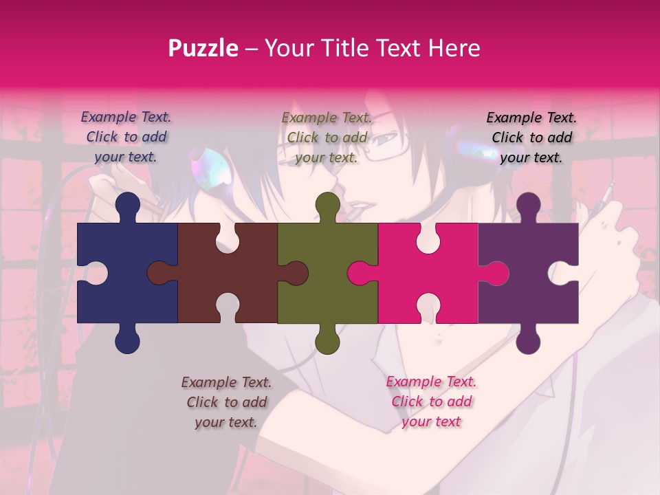 A Couple Kissing With Headphones In Front Of A Window PowerPoint Template