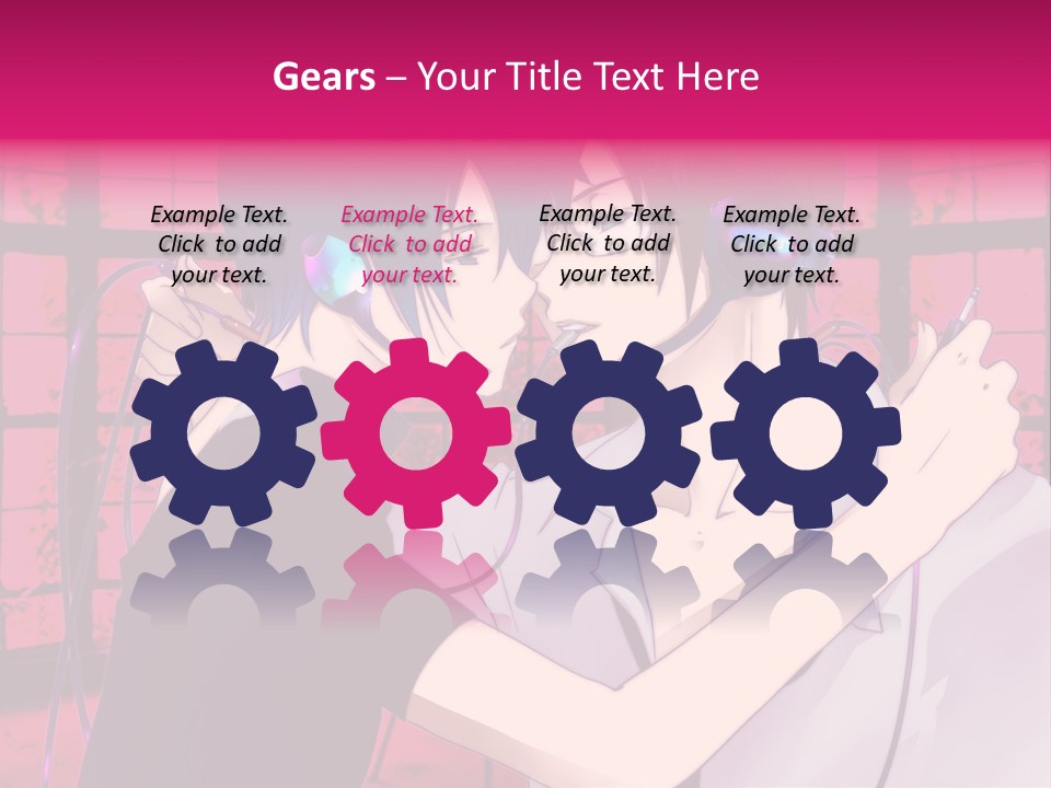 A Couple Kissing With Headphones In Front Of A Window PowerPoint Template