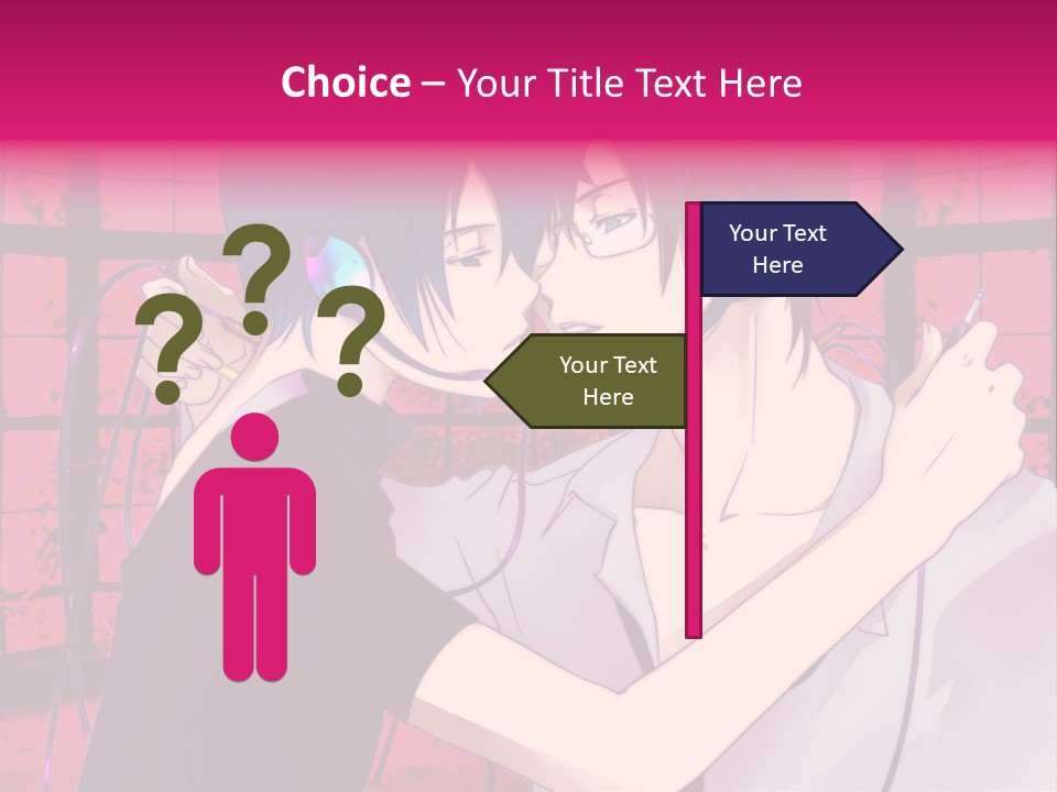 A Couple Kissing With Headphones In Front Of A Window PowerPoint Template