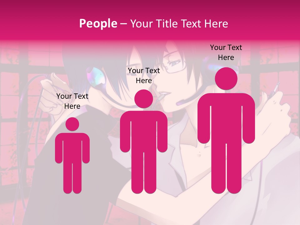 A Couple Kissing With Headphones In Front Of A Window PowerPoint Template