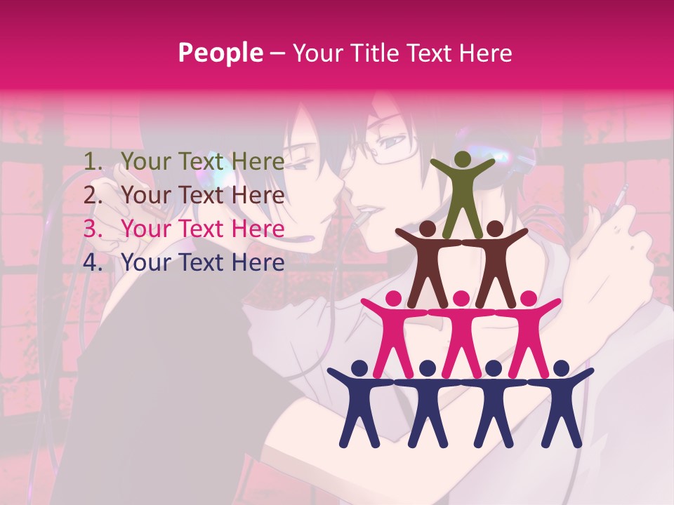 A Couple Kissing With Headphones In Front Of A Window PowerPoint Template