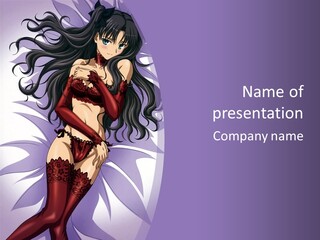 A Sexy Woman In Lingerie With Long Black Hair PowerPoint Template