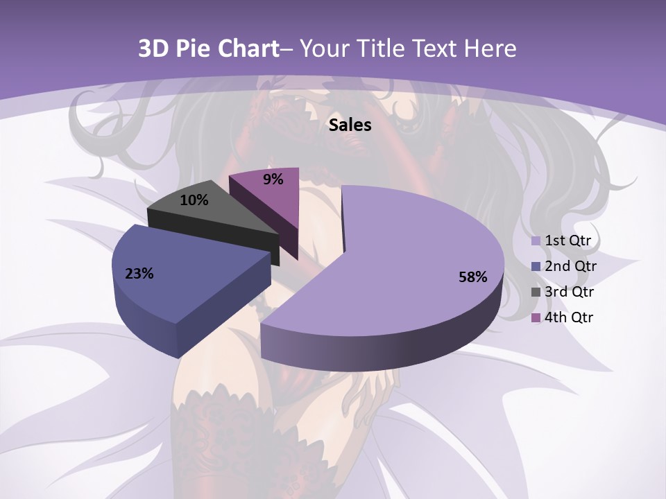 A Sexy Woman In Lingerie With Long Black Hair PowerPoint Template