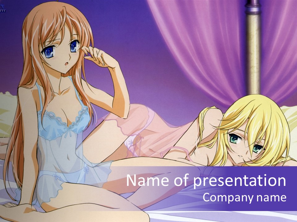 A Couple Of Women Laying On Top Of A Bed PowerPoint Template