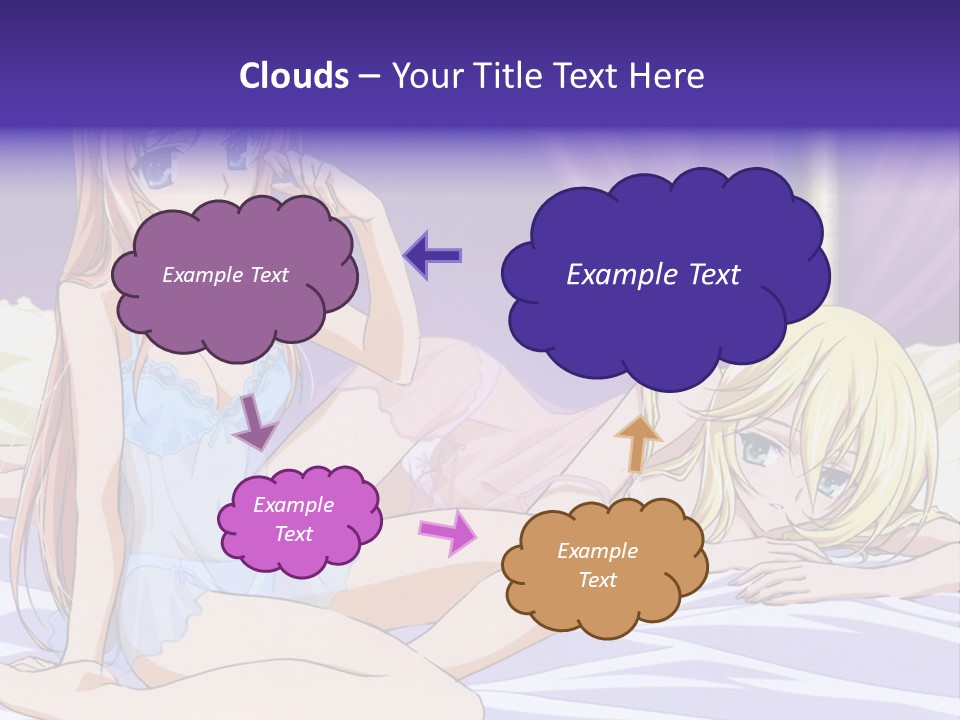 A Couple Of Women Laying On Top Of A Bed PowerPoint Template