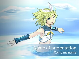 A Woman In A Body Of Water With Her Arms Outstretched PowerPoint Template