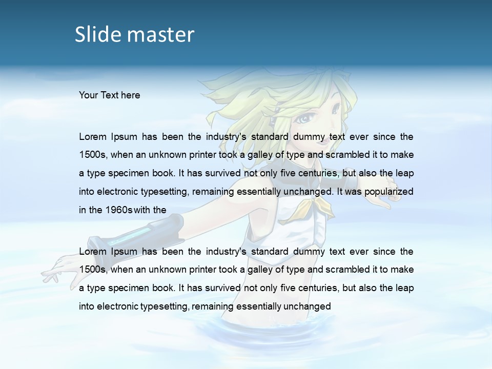 A Woman In A Body Of Water With Her Arms Outstretched PowerPoint Template