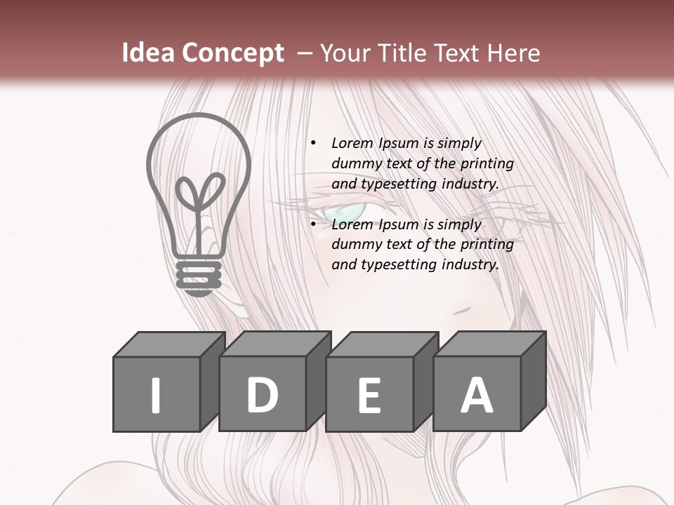 A Woman With Pink Hair And Blue Eyes PowerPoint Template