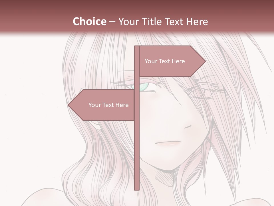 A Woman With Pink Hair And Blue Eyes PowerPoint Template