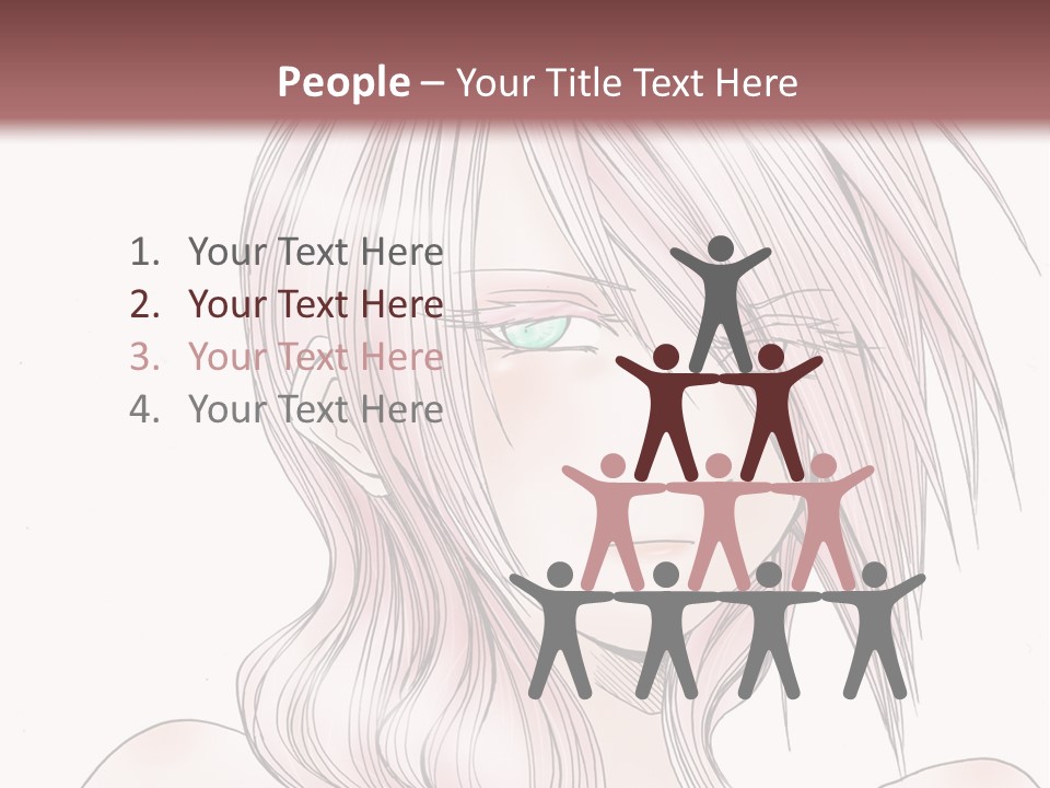 A Woman With Pink Hair And Blue Eyes PowerPoint Template