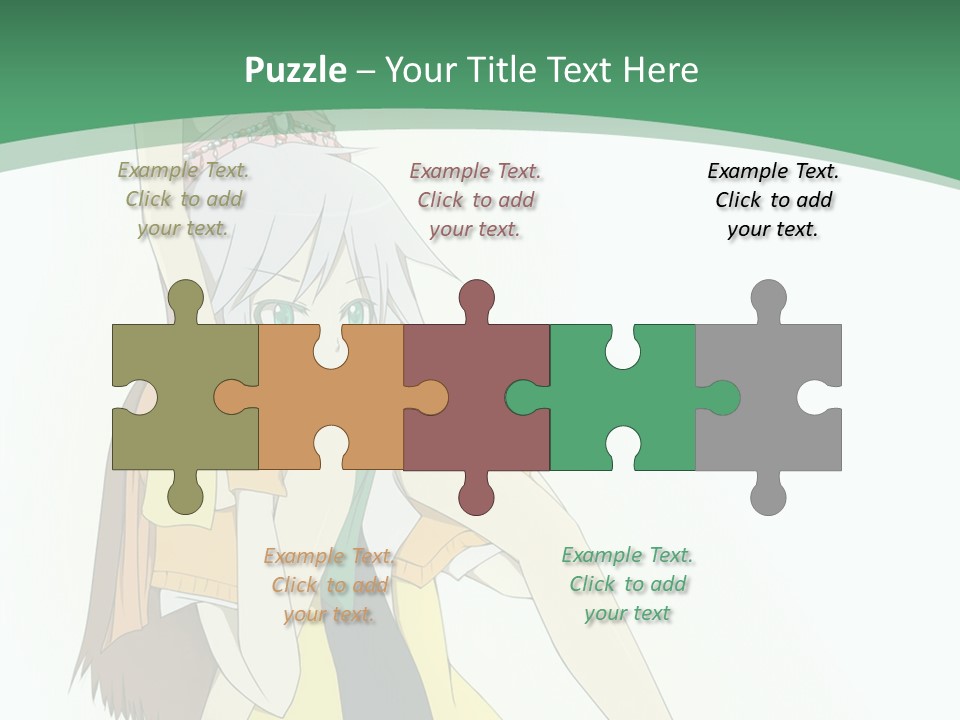 A Couple Of Anime Characters With A Green Background PowerPoint Template