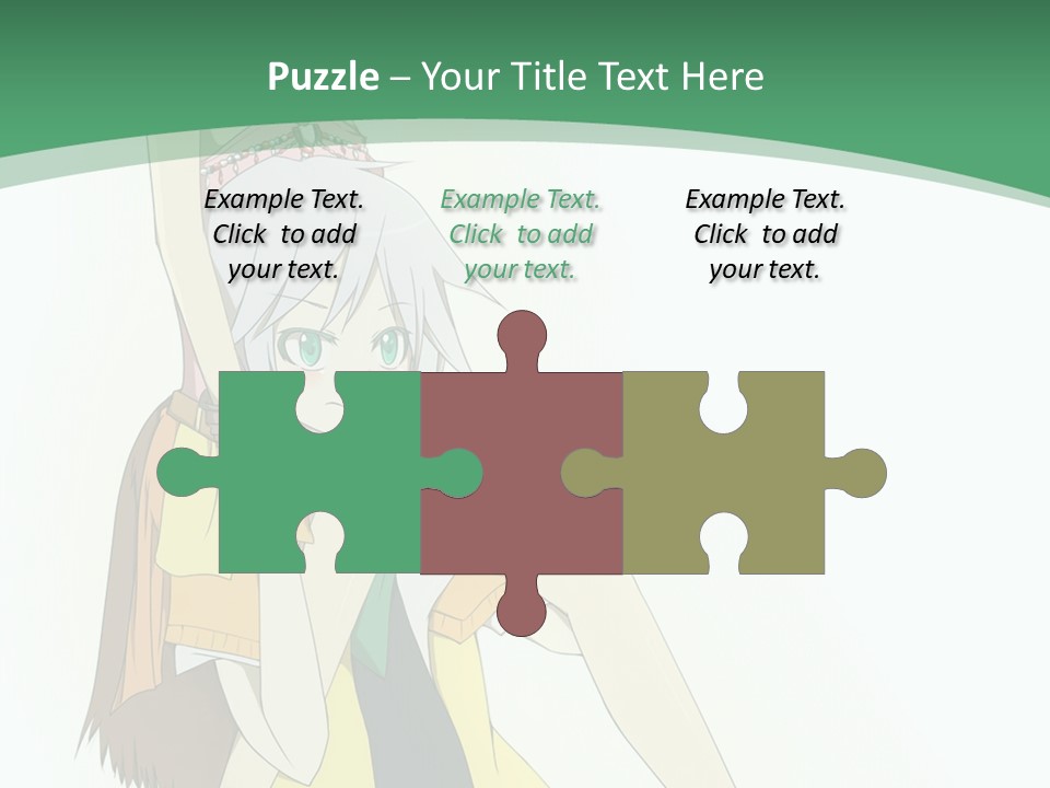 A Couple Of Anime Characters With A Green Background PowerPoint Template