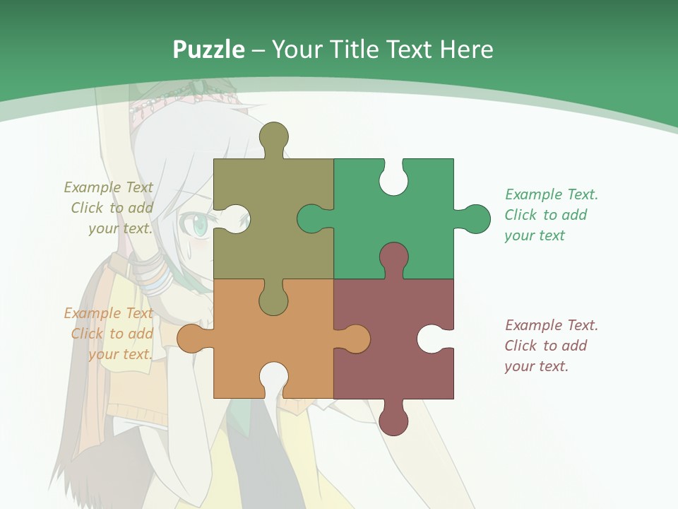 A Couple Of Anime Characters With A Green Background PowerPoint Template