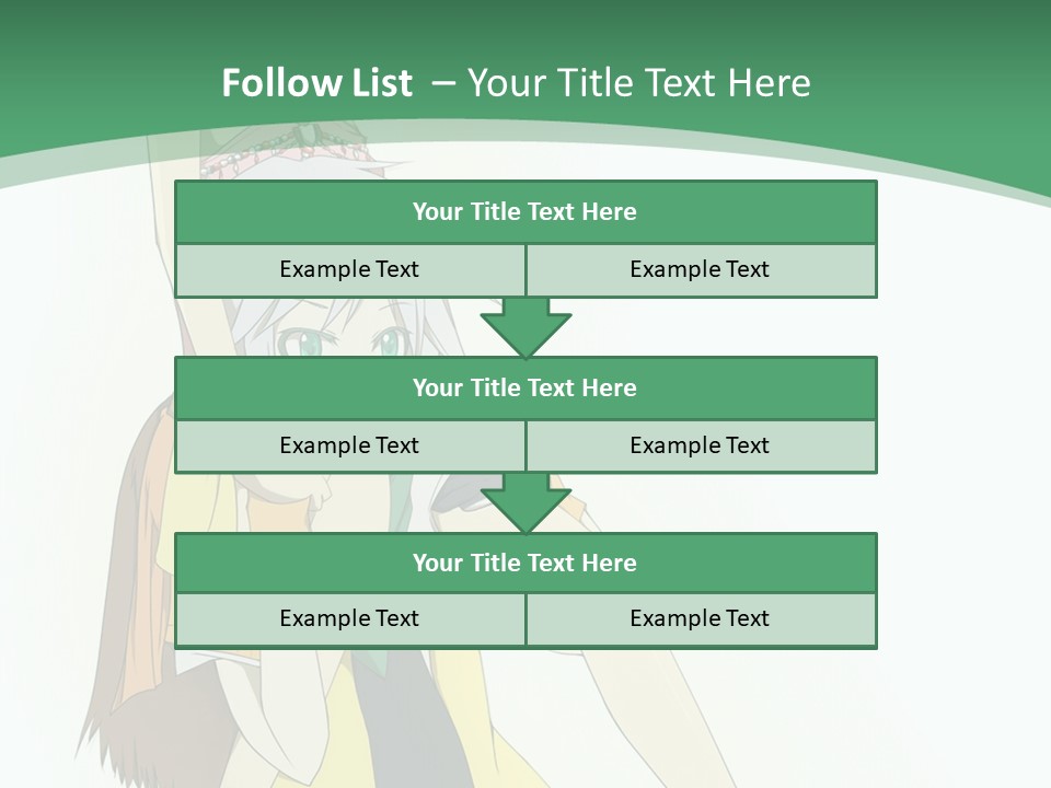A Couple Of Anime Characters With A Green Background PowerPoint Template