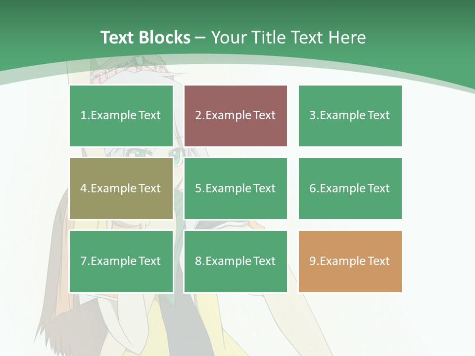 A Couple Of Anime Characters With A Green Background PowerPoint Template