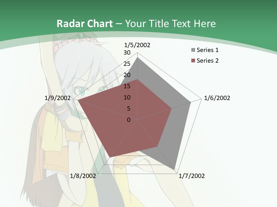 A Couple Of Anime Characters With A Green Background PowerPoint Template